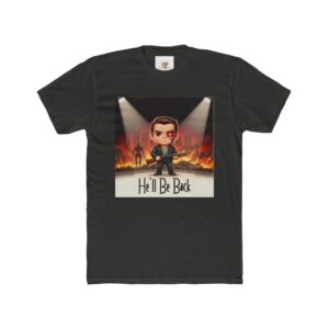 He'll Be Back Graphic Tee — Action Movie Retro Skull Face Design