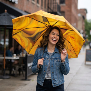 Yellow Rose Foldable Umbrella — Semi-Automatic Compact Rain Umbrella