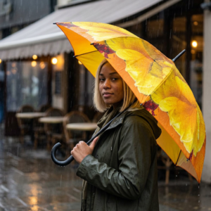 Yellow Floral Foldable Umbrella