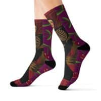Day of the Dead Skeleton Girl Sublimation Socks — Colorful Cherry & Floral Crew Socks