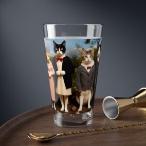 16oz Cat Portrait Mixing Glass – Vintage Dressed Feline Barware