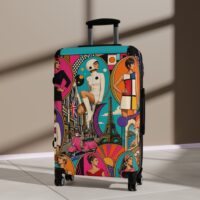 Vintage Travel Collage Suitcase – Retro Pop Art Luggage with Fashion Icons