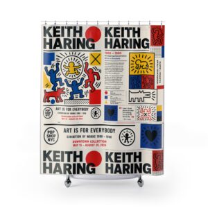 Keith Haring Poster Shower Curtain — Pop Art Exhibition Design
