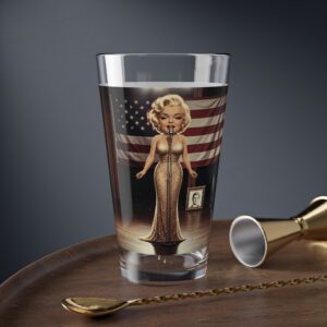 16oz Mixing Glass with Vintage Patriotic Singer Artwork