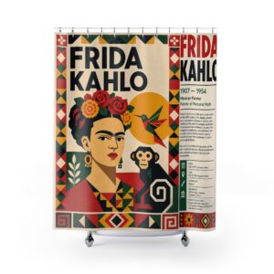 Frida Kahlo Art Deco Shower Curtain — Vintage Mexican Artist Portrait