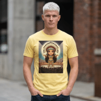 Native Princess Illustration Tee — Cute Tribal Headdress Graphic T-Shirt