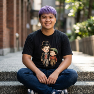 Vintage Charlie Chaplin Inspired Tee — Retro Boys Illustration Shirt