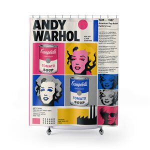 Pop Art Andy Warhol Shower Curtain – Marilyn & Campbell’s Soup Retro Bathroom Decor