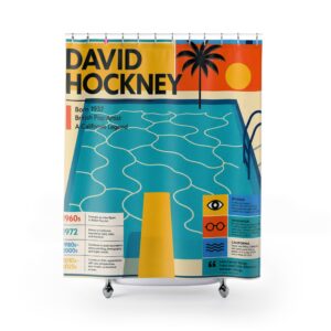 David Hockney Pool Art Shower Curtain — Retro Pop Art Bathroom Decor