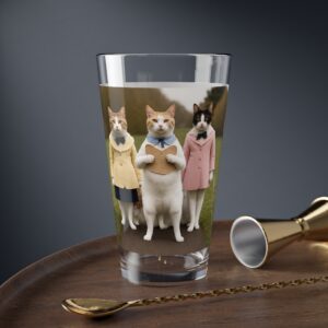 16oz Mixing Glass with Retro Chimpanzee Art — Vintage Monkey Cocktail Glass