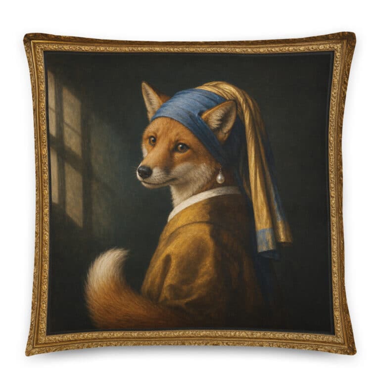 The Fox with a Pearl Earring & the Gilded Bees Pillow