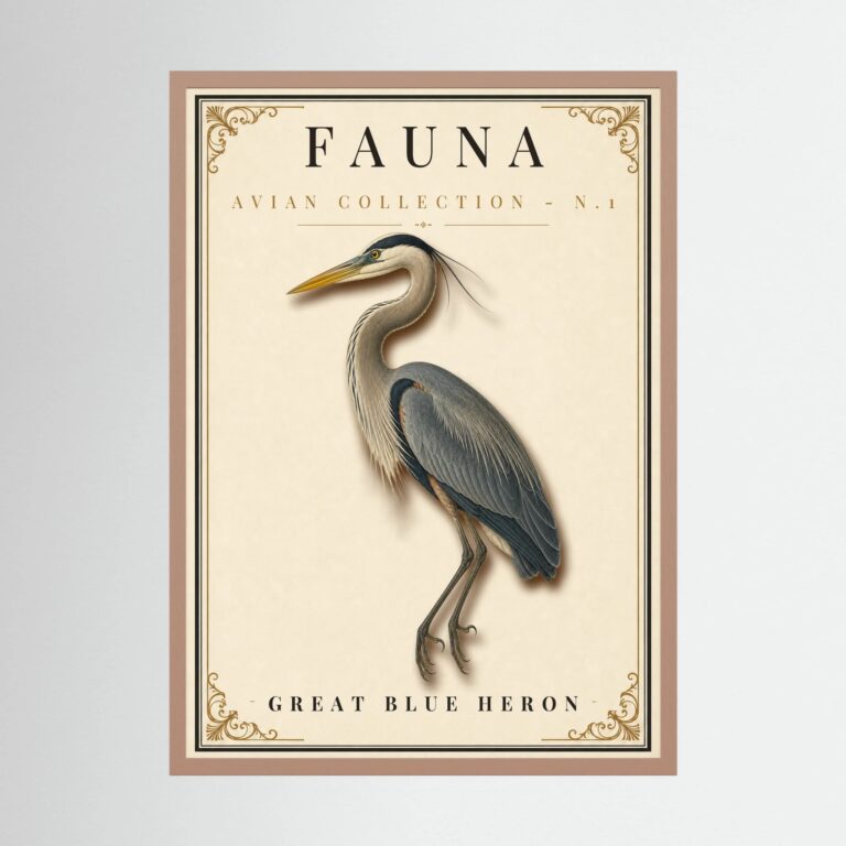 FAUNA No. 1 - Great Blue Heron Vintage Print
