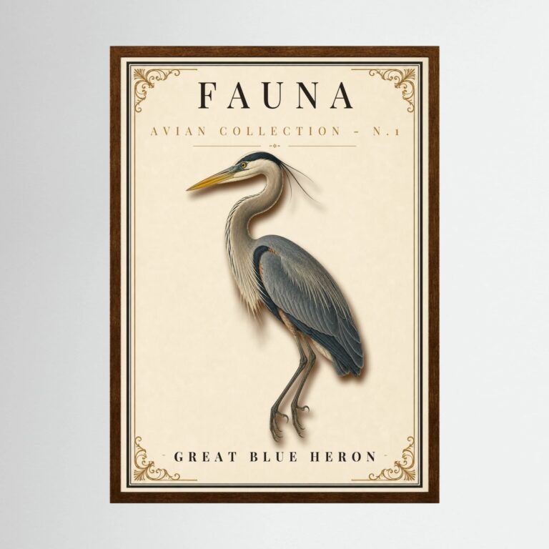 FAUNA No. 1 - Great Blue Heron Vintage Print