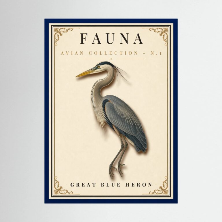 FAUNA No. 1 - Great Blue Heron Vintage Print