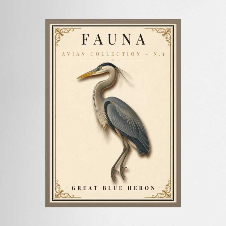 FAUNA No. 1 - Great Blue Heron Vintage Print