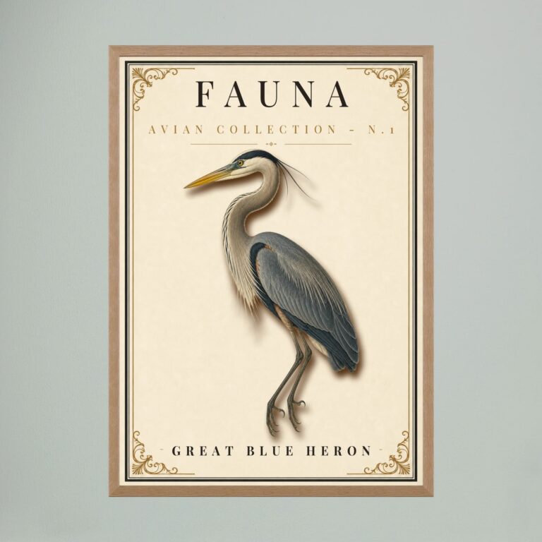 FAUNA No. 1 - Great Blue Heron Vintage Print