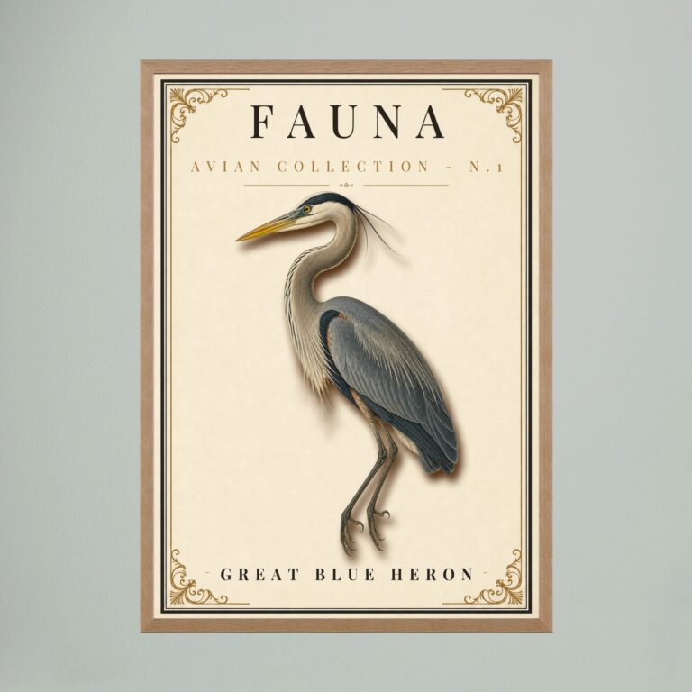 FAUNA No. 1 - Great Blue Heron Vintage Print