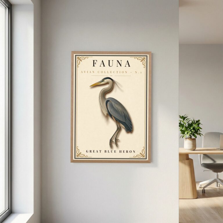 FAUNA No. 1 - Great Blue Heron Vintage Print