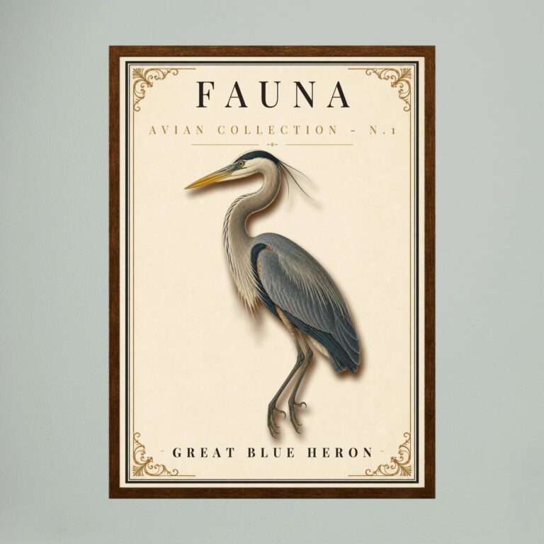 FAUNA No. 1 - Great Blue Heron Vintage Print