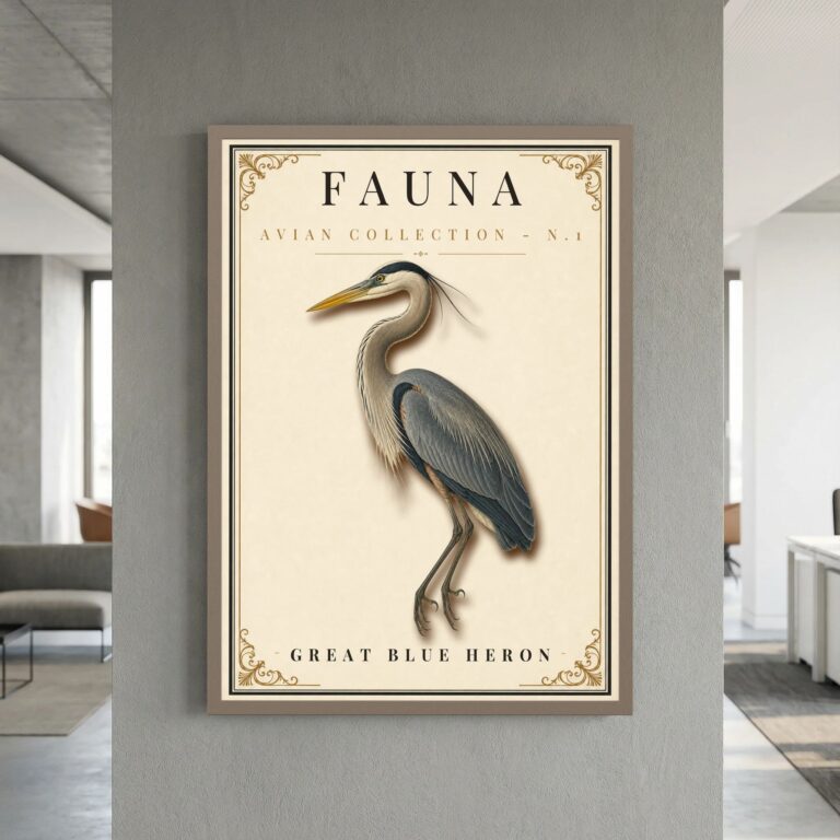 FAUNA No. 1 - Great Blue Heron Vintage Print