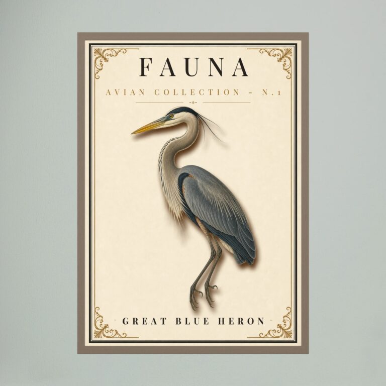 FAUNA No. 1 - Great Blue Heron Vintage Print
