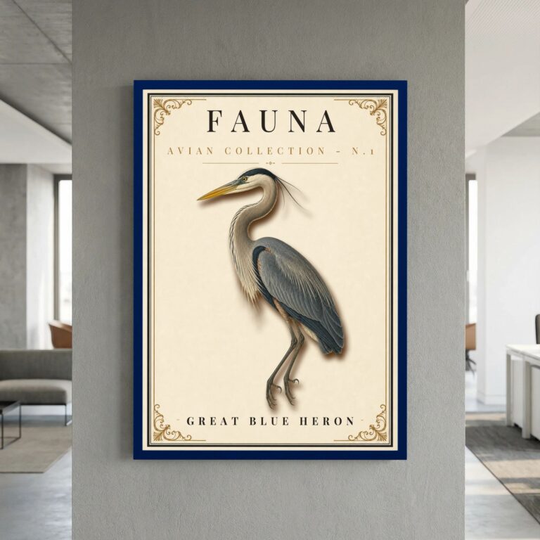 FAUNA No. 1 - Great Blue Heron Vintage Print