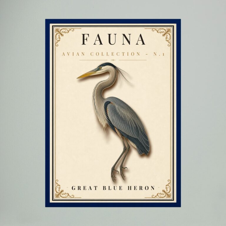FAUNA No. 1 - Great Blue Heron Vintage Print