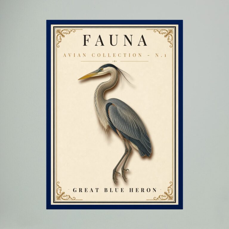 FAUNA No. 1 - Great Blue Heron Vintage Print