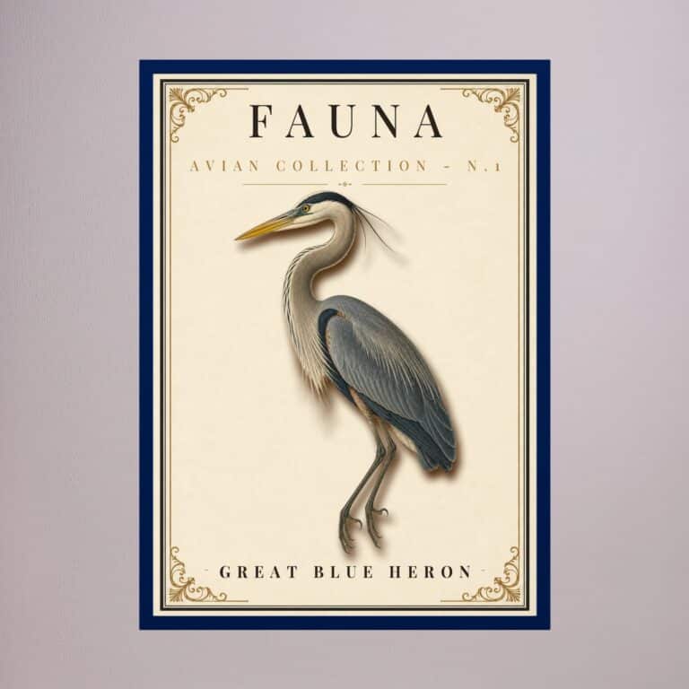 FAUNA No. 1 - Great Blue Heron Vintage Print
