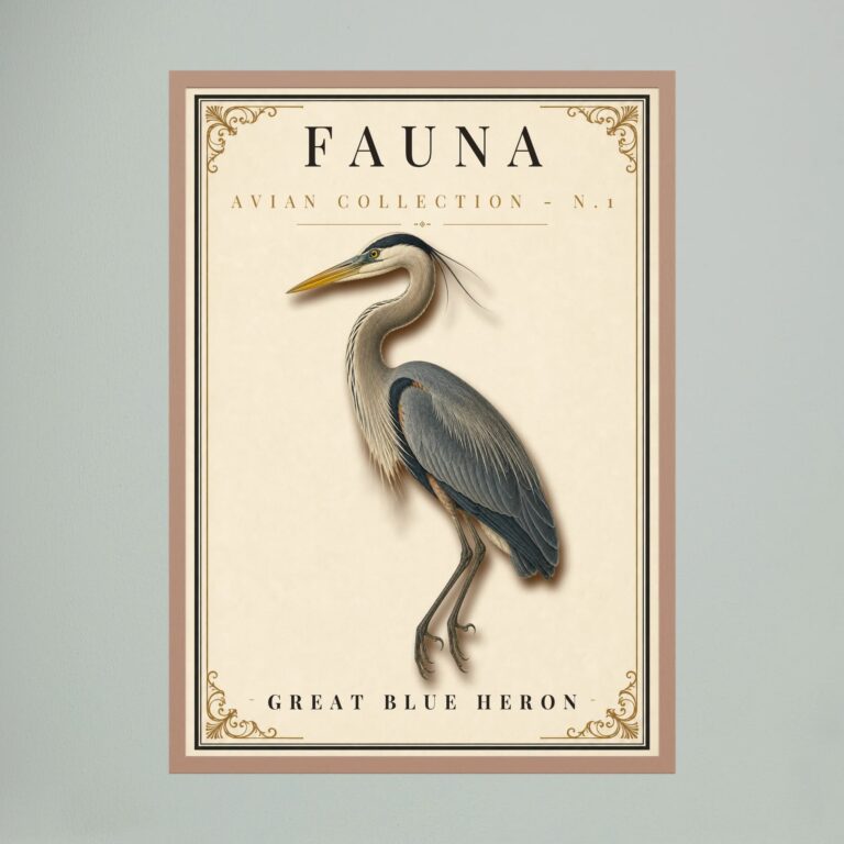FAUNA No. 1 - Great Blue Heron Vintage Print