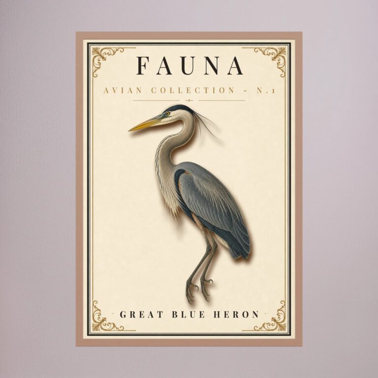 FAUNA No. 1 - Great Blue Heron Vintage Print