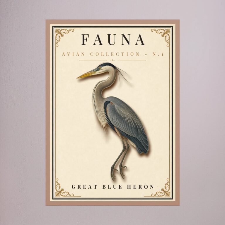 FAUNA No. 1 - Great Blue Heron Vintage Print