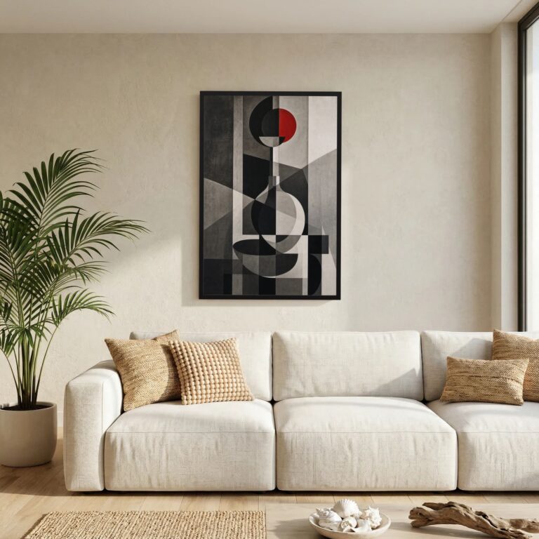 Red Circle in a Room of Gray