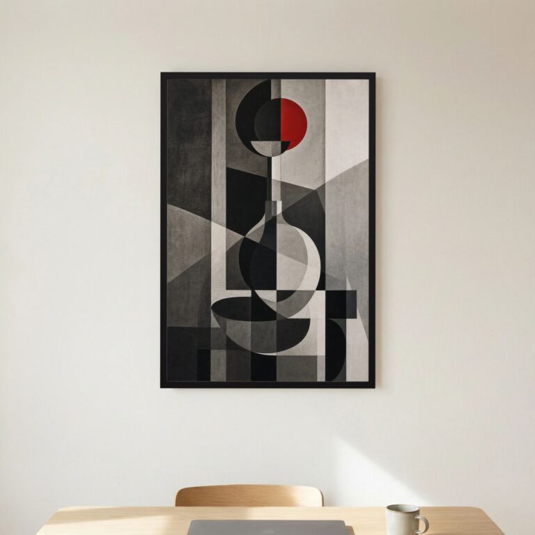 Red Circle in a Room of Gray