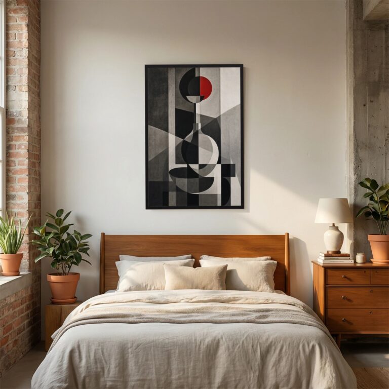Red Circle in a Room of Gray