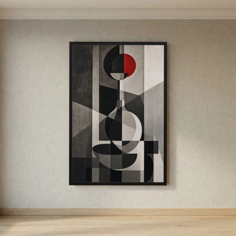 Red Circle in a Room of Gray