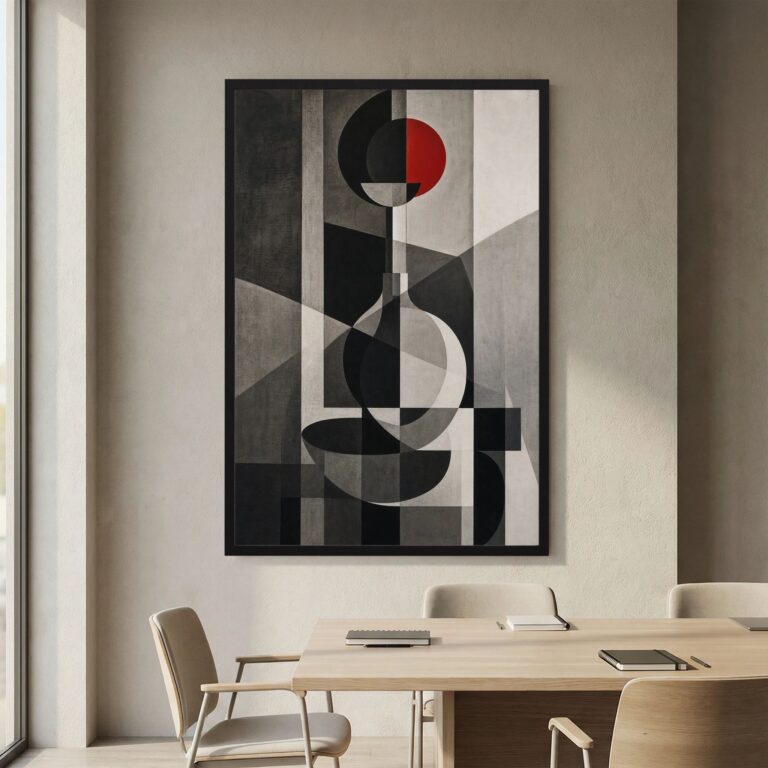 Red Circle in a Room of Gray