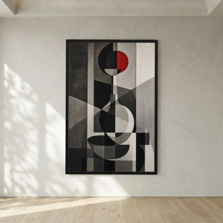 Red Circle in a Room of Gray