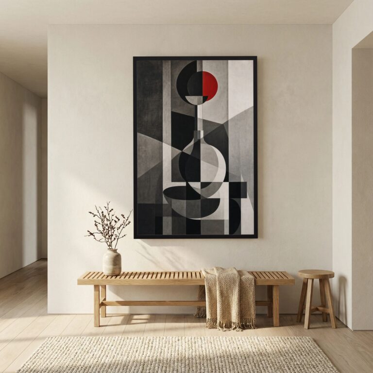 Red Circle in a Room of Gray