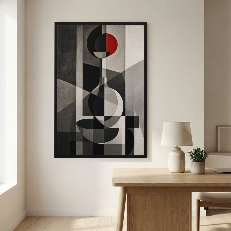 Red Circle in a Room of Gray