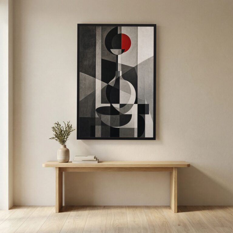 Red Circle in a Room of Gray