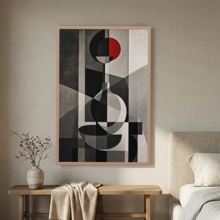 Red Circle in a Room of Gray