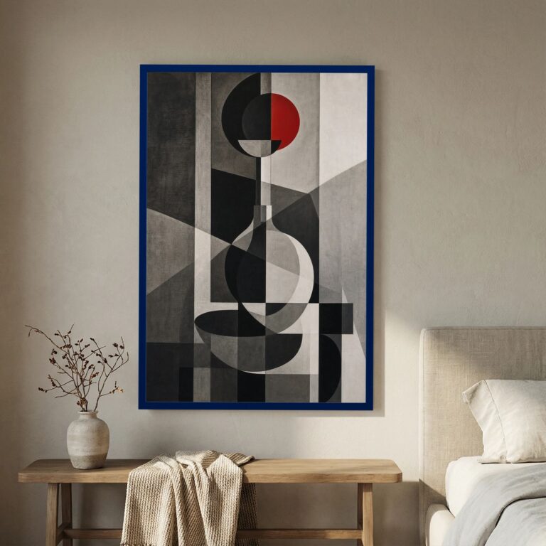 Red Circle in a Room of Gray