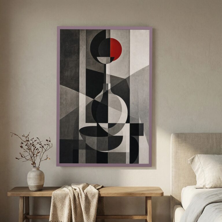 Red Circle in a Room of Gray