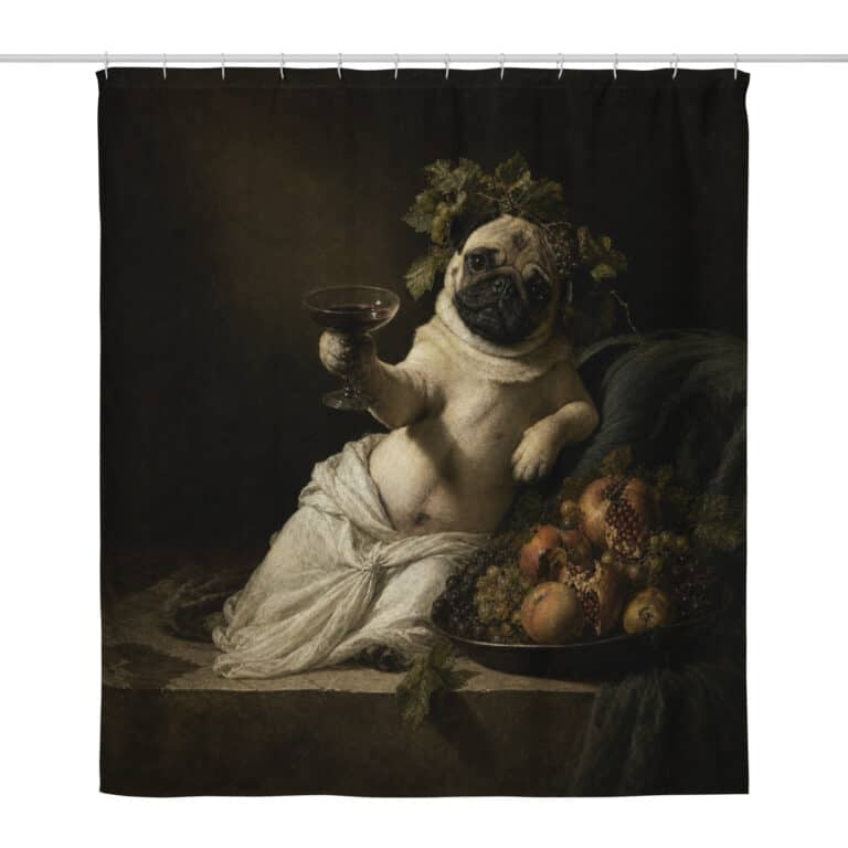 The Pug Bacchus Shower Curtain