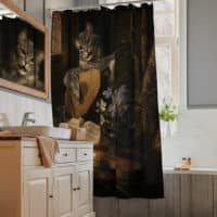 The Lute-Playing Cat Still Life Shower Curtain
