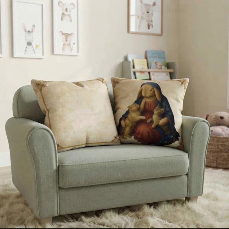 The Meadow Madonna & the Gilded Bees Pillow